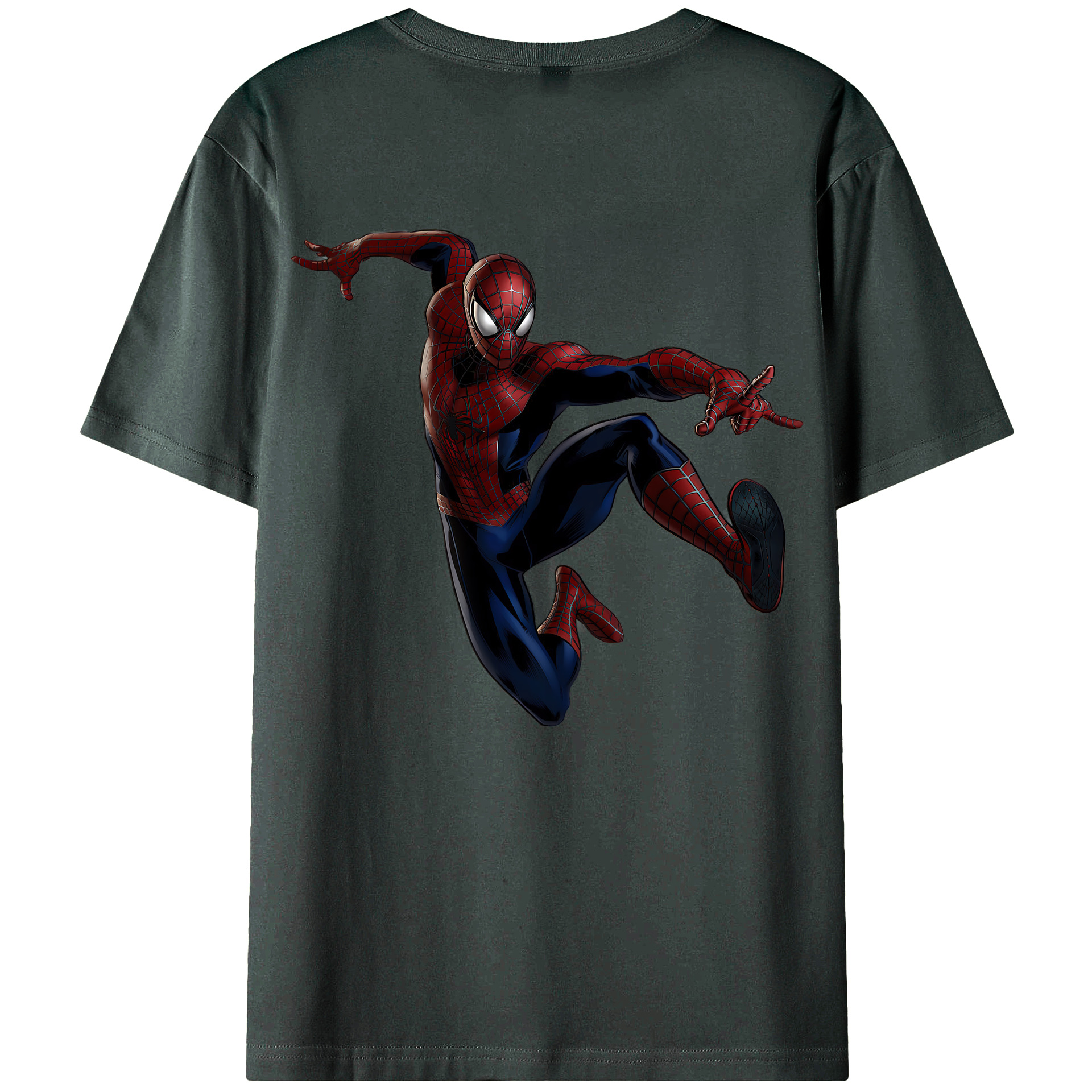 （画像用） Spider Man スパイダーマン 綿100％ メンズ半袖Tシャツ（バックプリント） 通気性